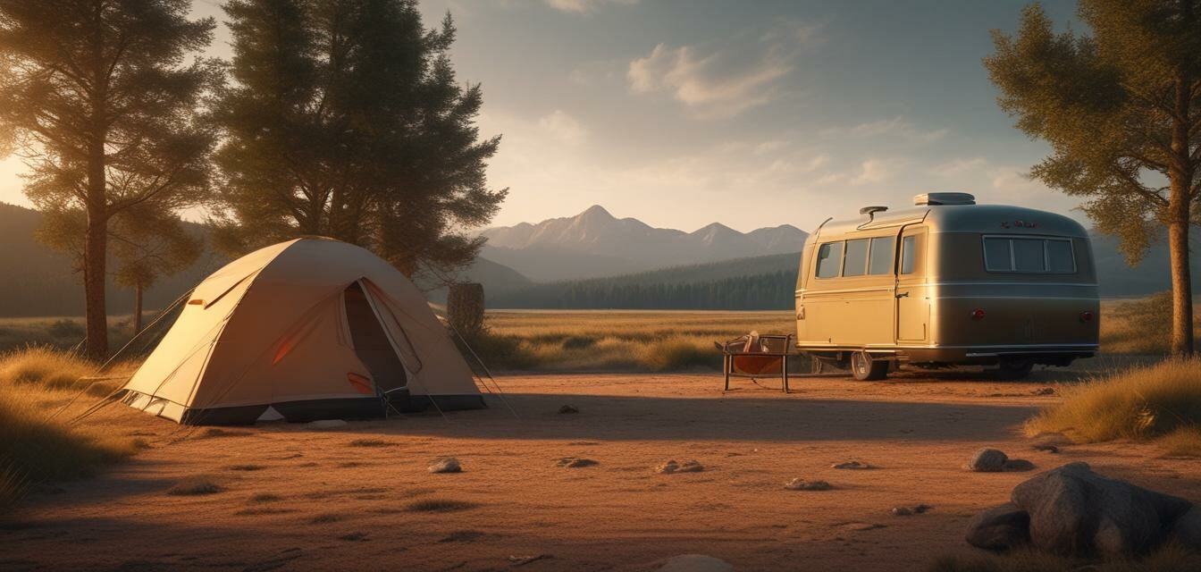 Camping scene with a portable power station