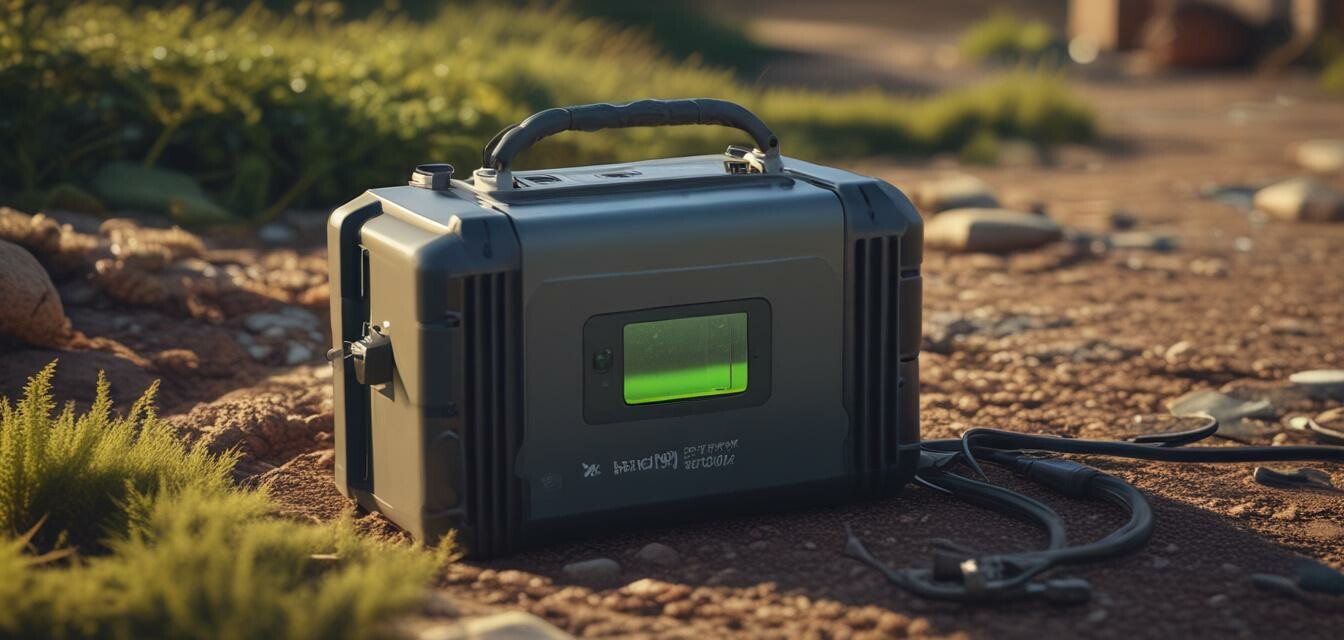 Portable power station setup outdoors